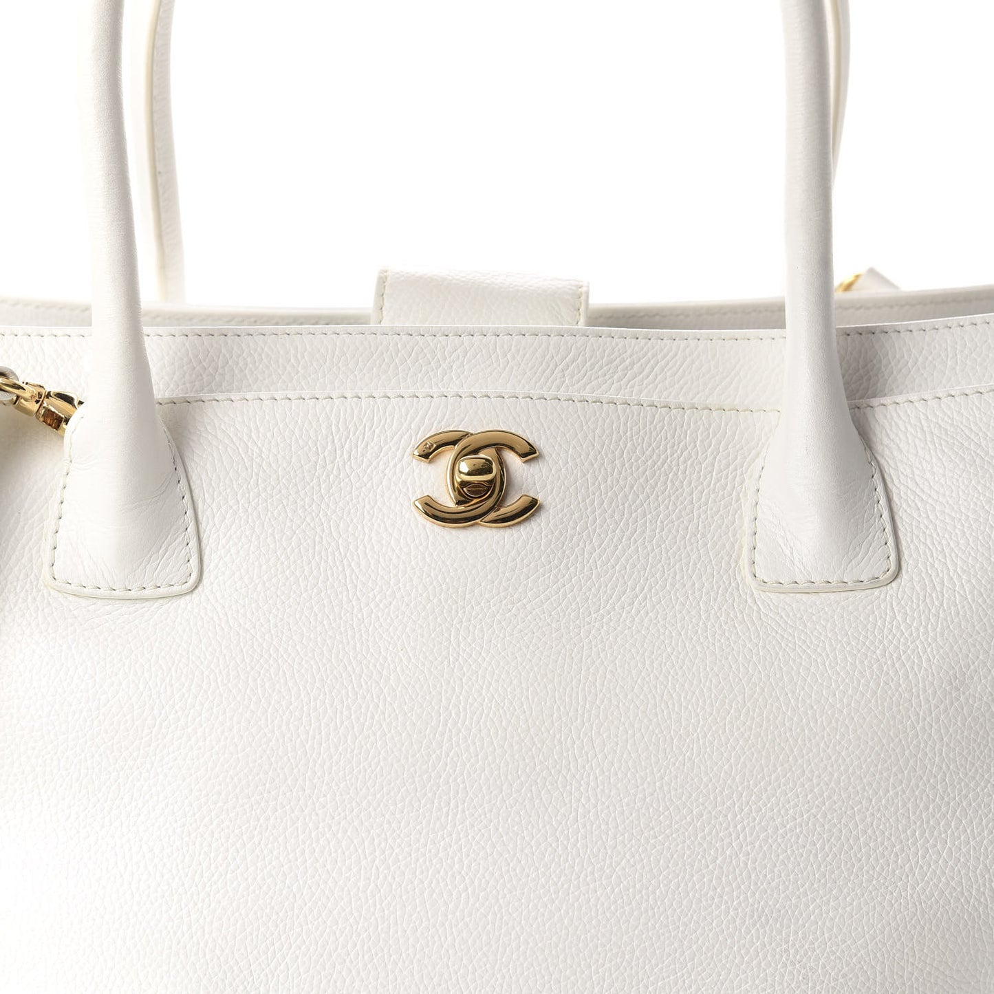 Calfskin Cerf Executive Shopper Tote White