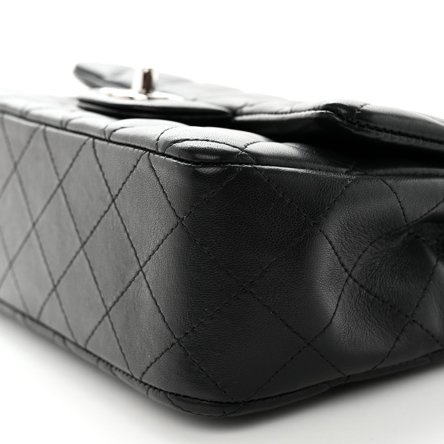 Lambskin Quilted Mini Rectangular Flap Black