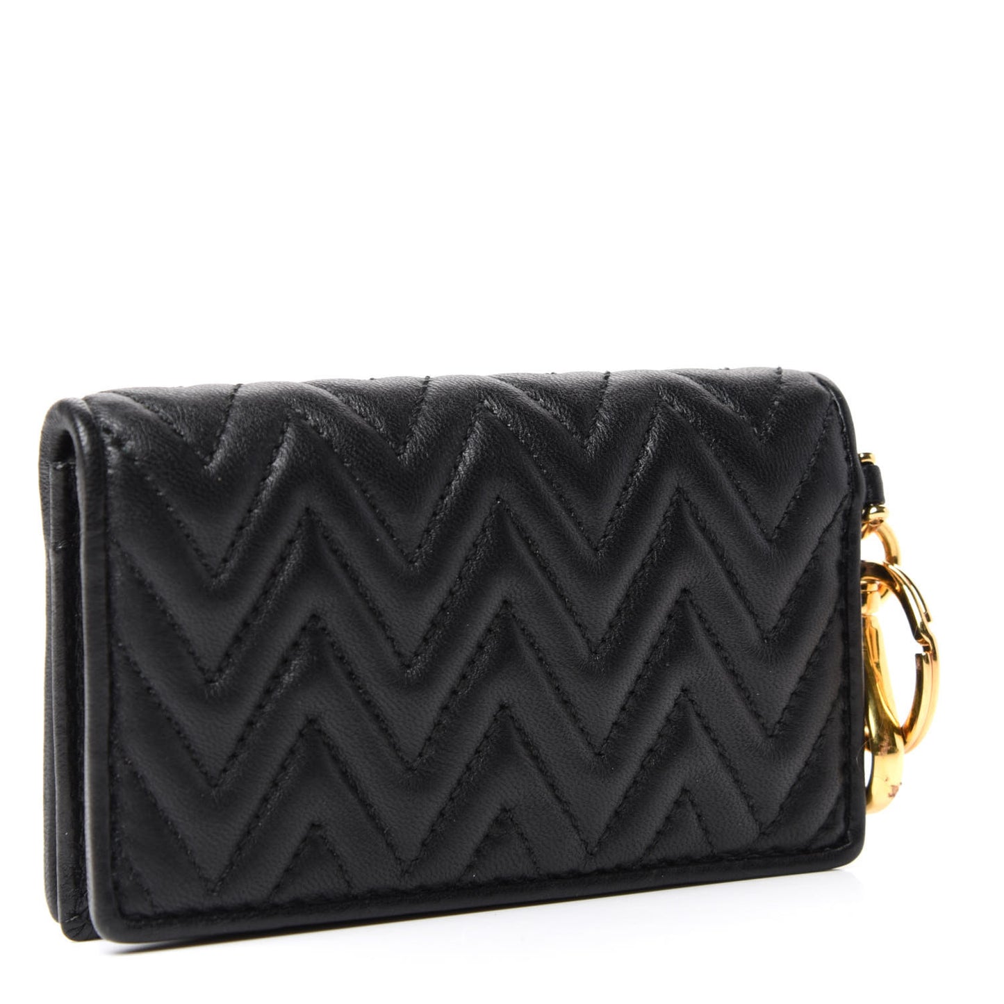 Nappa Impunture Flap Card Holder Key Ring Black