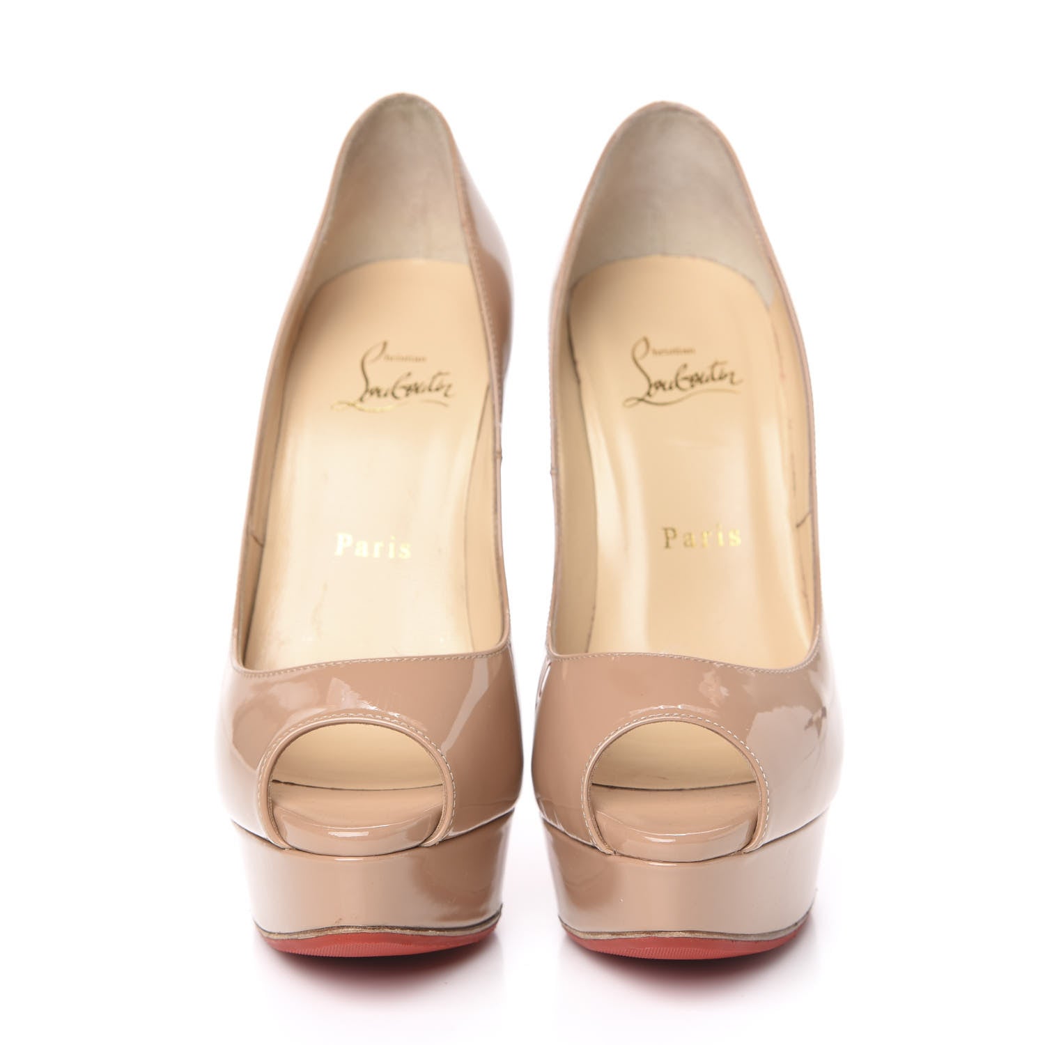 Christian Louboutin Patent Lady Peep 150 Pumps 37.5 Nude 2 of 10
