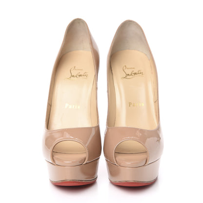 Christian Louboutin Patent Lady Peep 150 Pumps 37.5 Nude 2 of 10