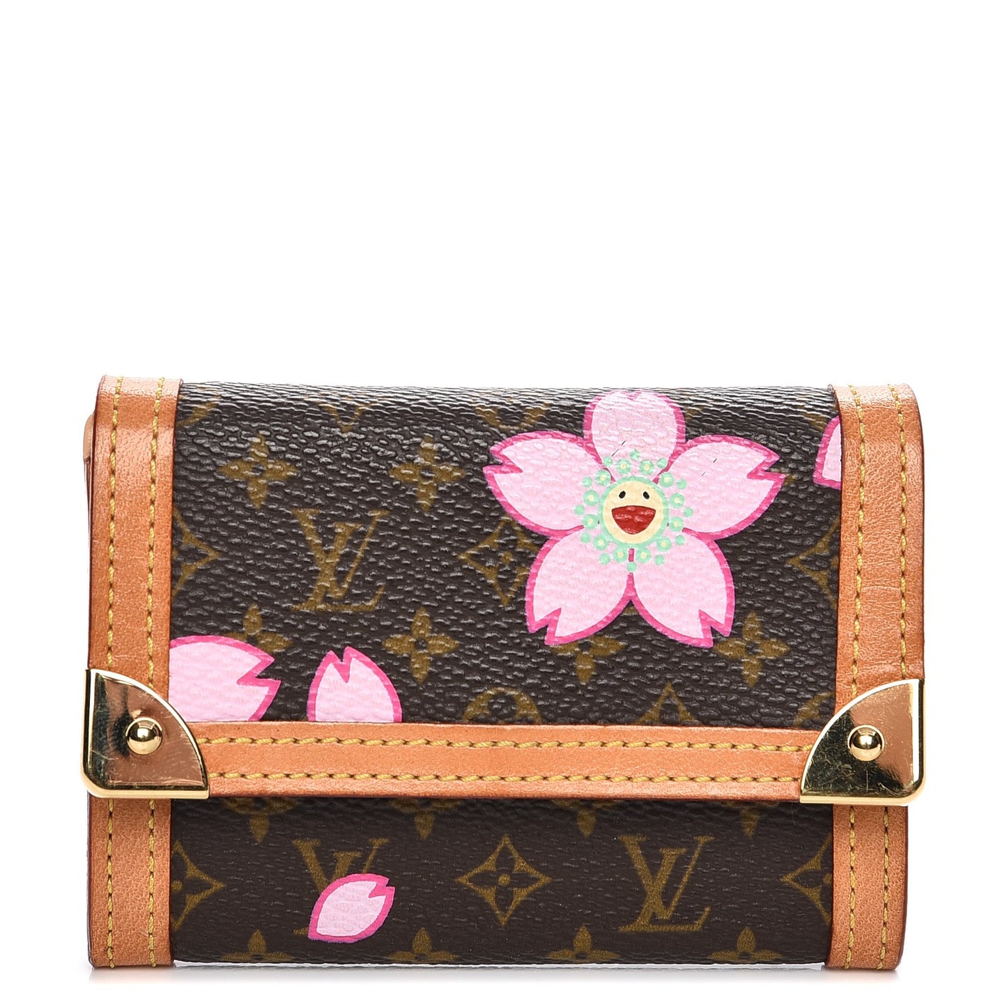 Monogram Cherry Blossom Porte-Monnaie Plat Coin Purse Brown
