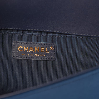 Chanel Velvet Quilted Medium Boy Flap Dark Blue 6 of 14