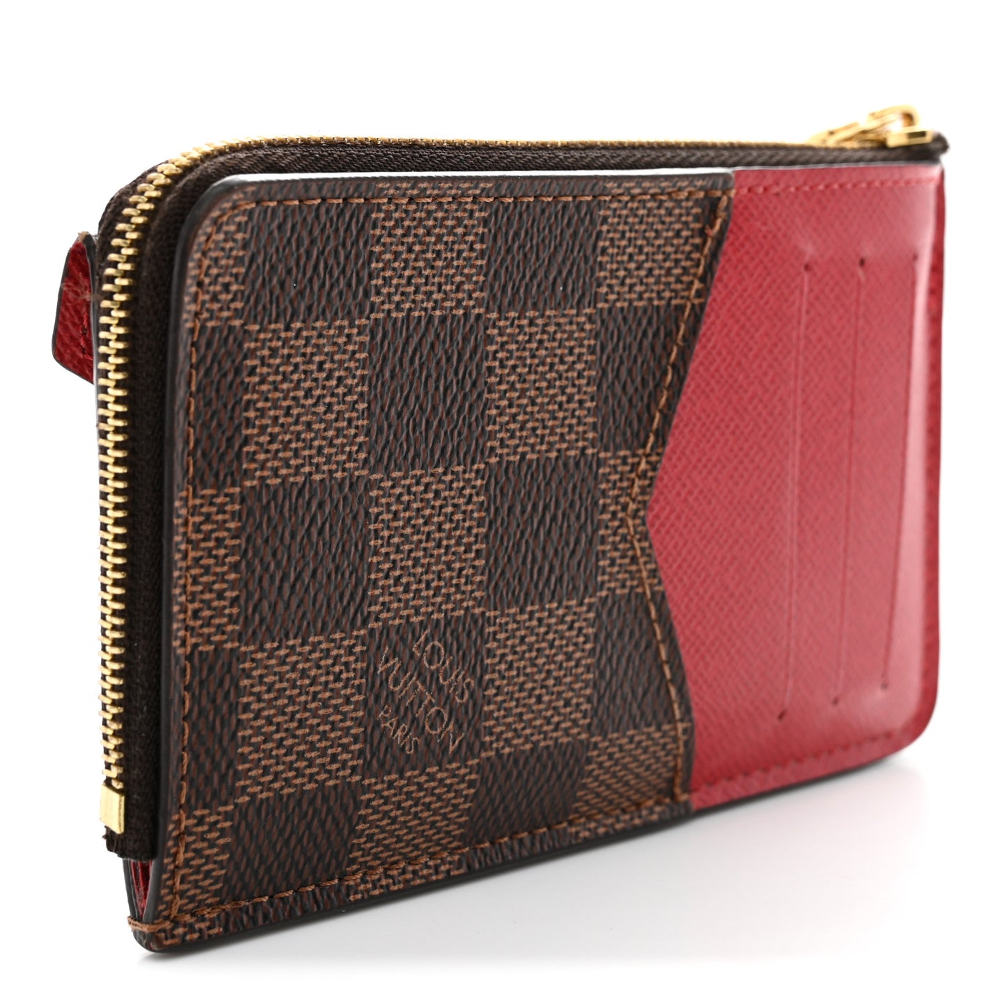Damier Ebene Recto Verso Card Holder Red
