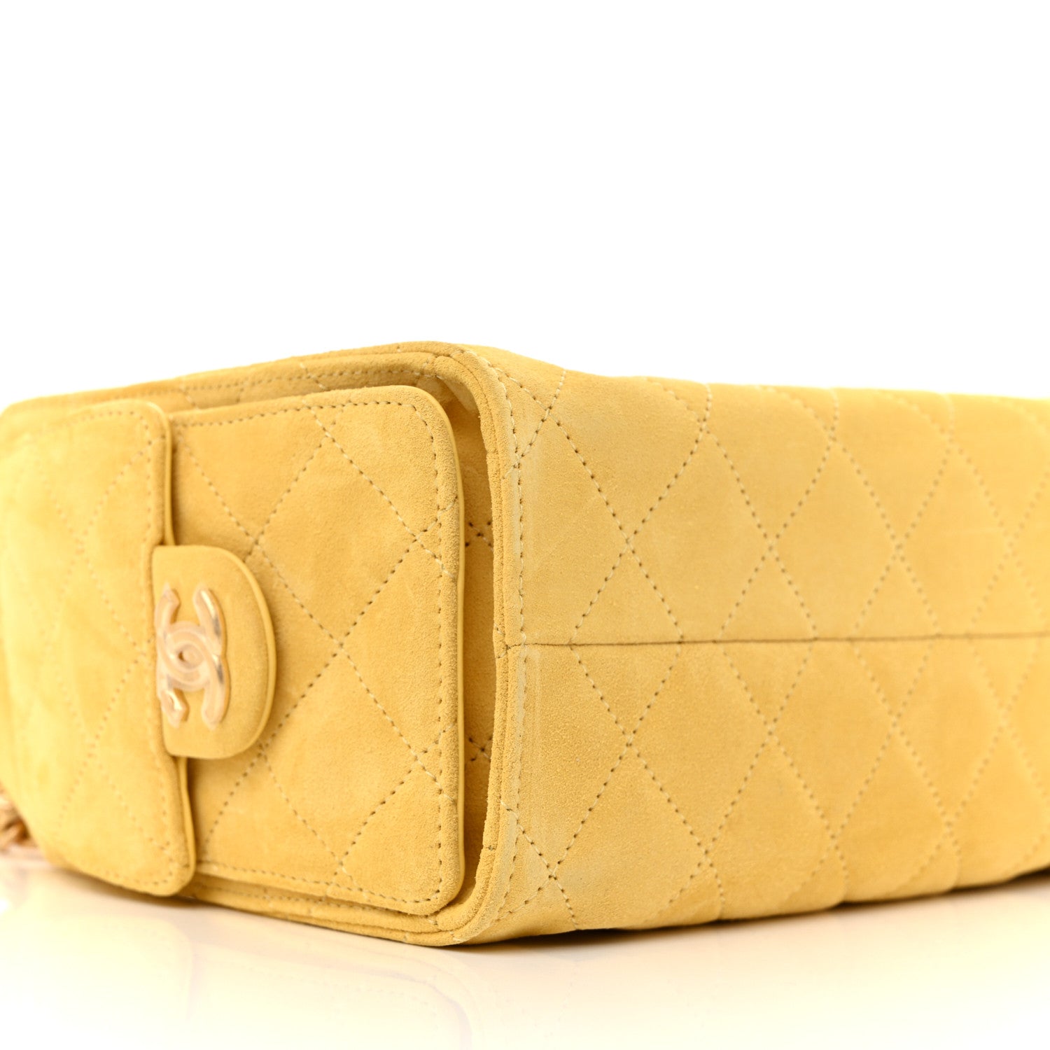 Chanel Suede Quilted Mini Chanel 25 Handbag Yellow 17 of 19
