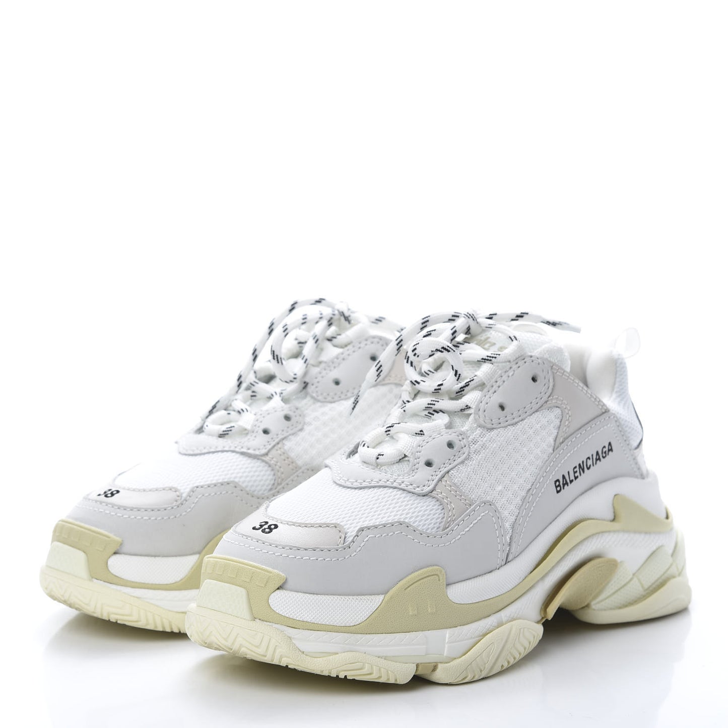 Fabric Mesh Womens Triple S Sneakers 38 White