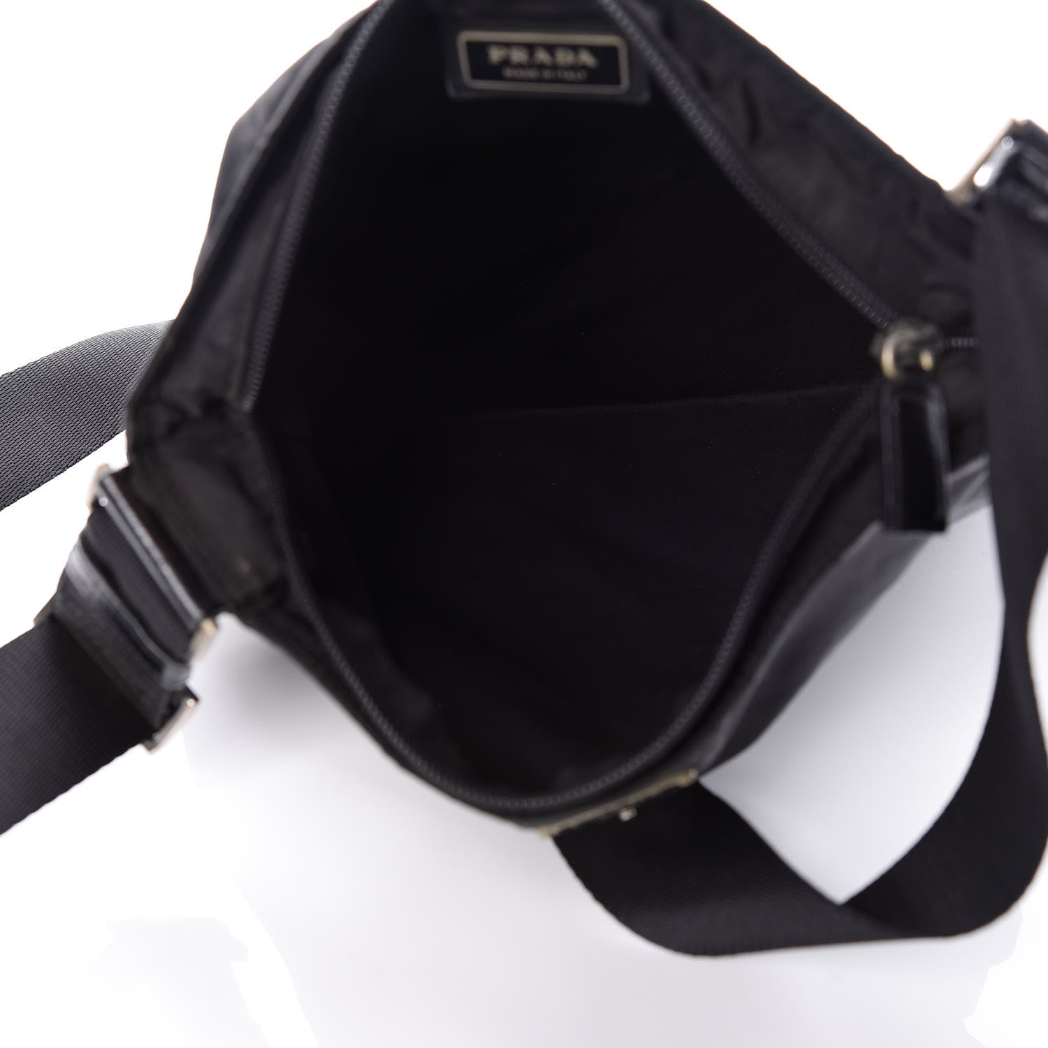 Prada Nylon Flat Messenger Bag Black 5 of 7