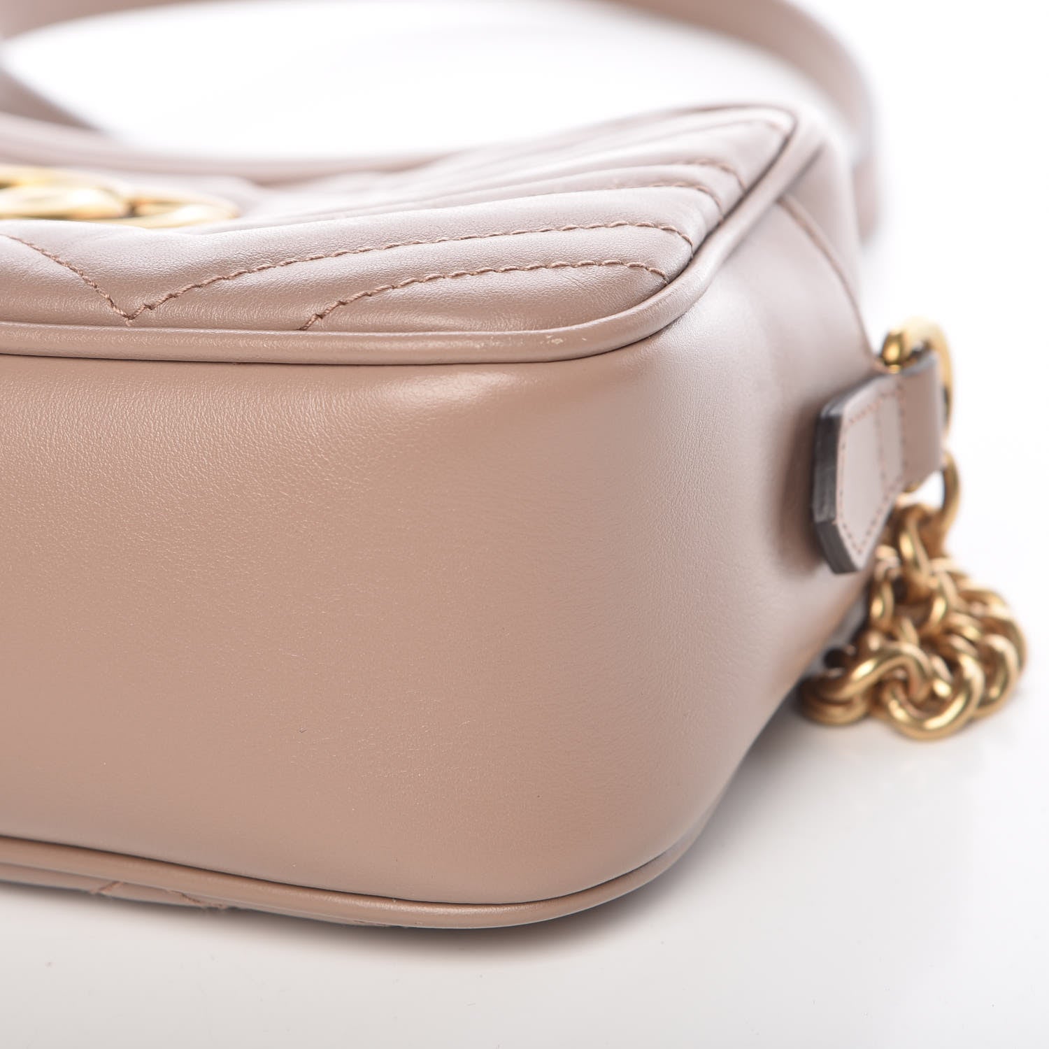 Gucci Calfskin Matelasse Small GG Marmont Chain Shoulder Bag Taupe 15 of 16