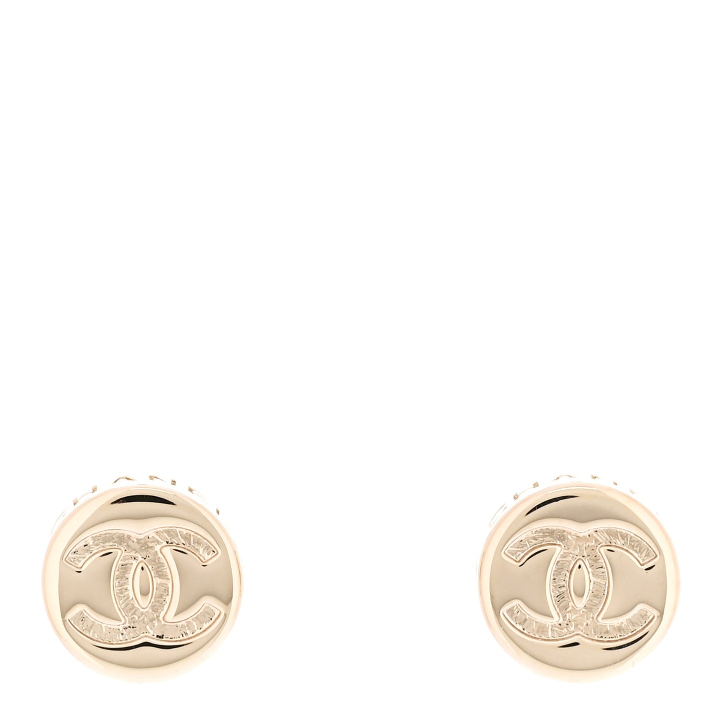 Metal Round CC Earrings Gold