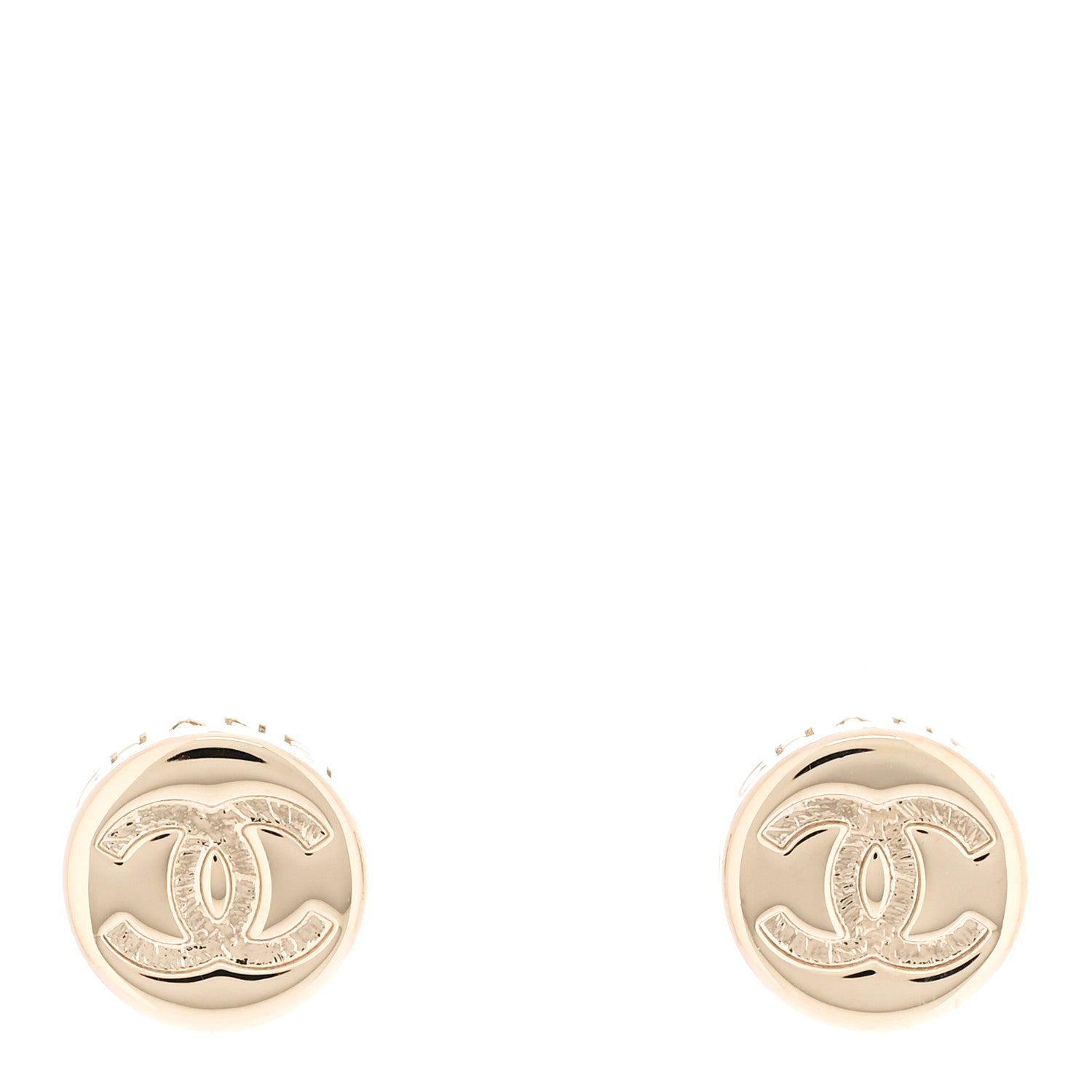 Chanel Metal Round CC Earrings Gold 1 of 5