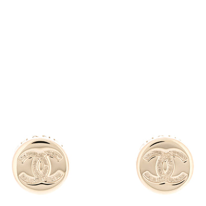 Chanel Metal Round CC Earrings Gold 1 of 5