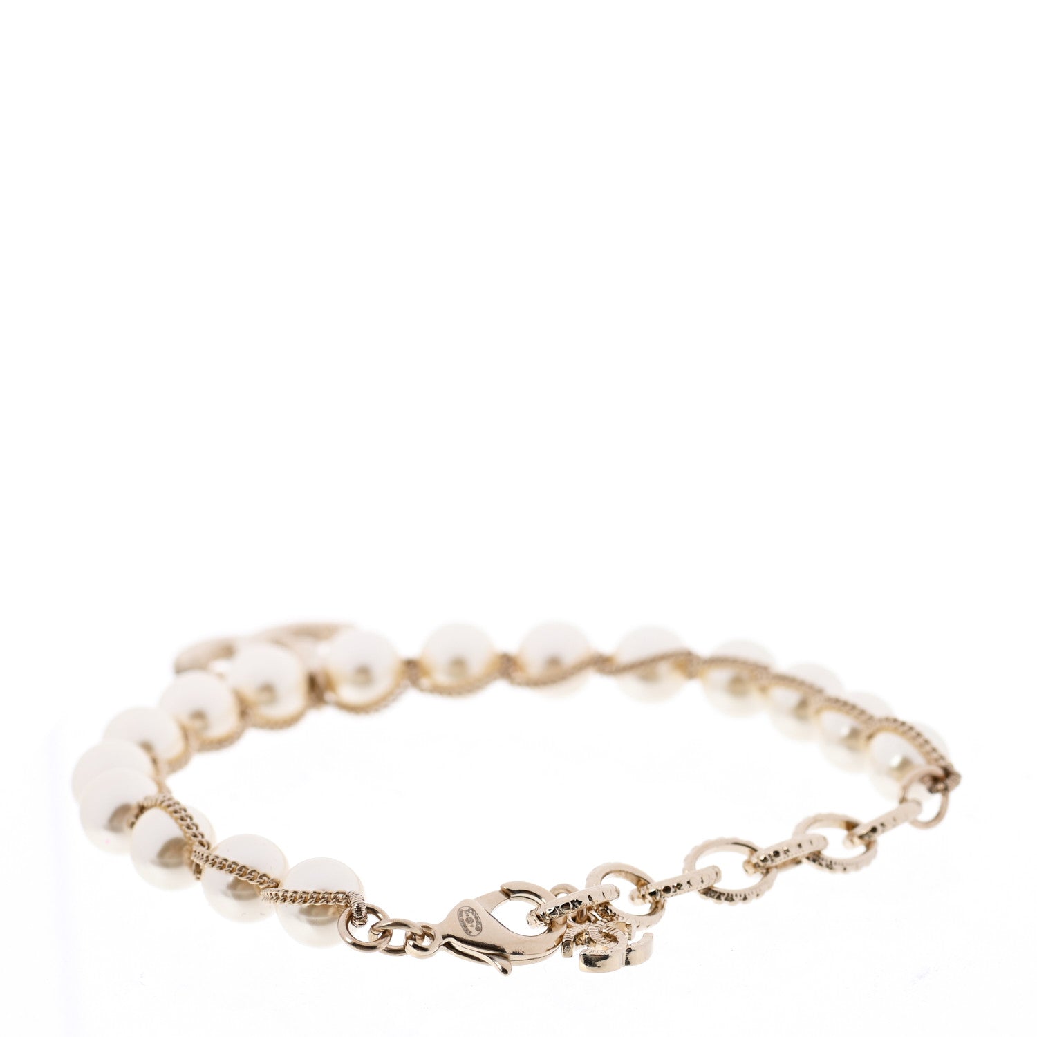 Chanel Pearl Crystal CC Bracelet Gold 3 of 5