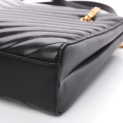 Saint Laurent Grain De Poudre Matelasse Chevron Medium Tribeca Shopping Bag Black 9 of 9