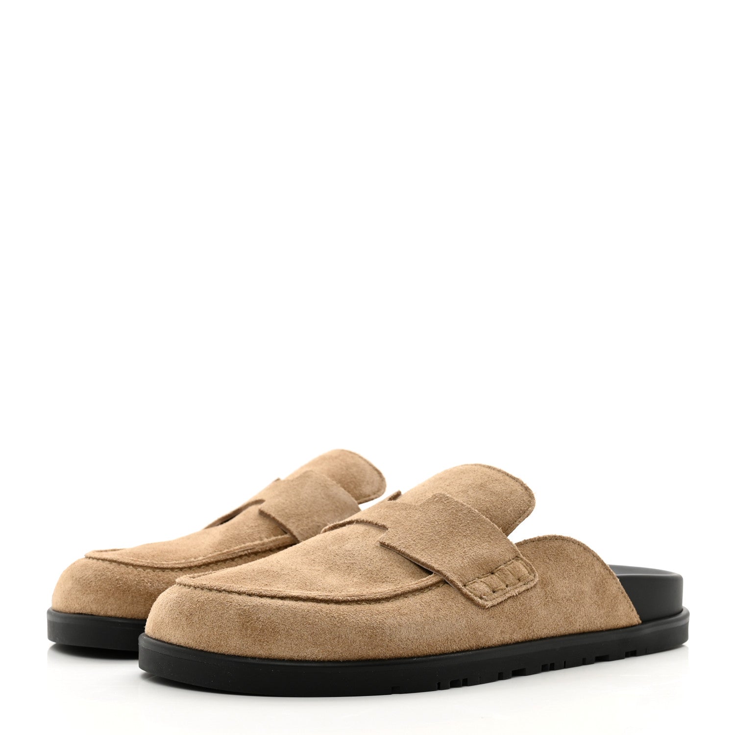 Hermes Suede Calfskin Mens Go Mules 36 Beige Argile 3 of 8