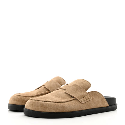 Hermes Suede Calfskin Mens Go Mules 36 Beige Argile 3 of 8
