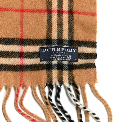Burberry Lambswool Check Fringe Scarf Camel 3 of 3