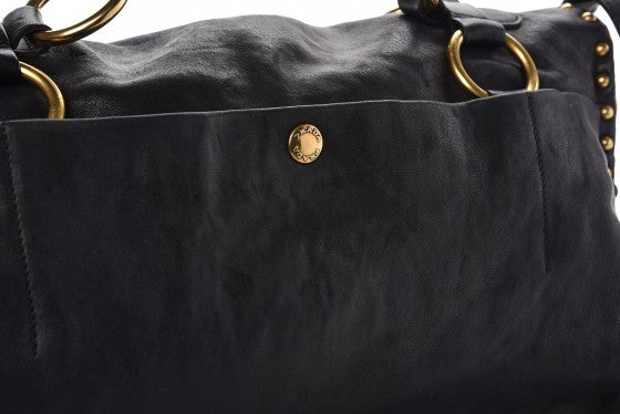 Nappa Studded Aviator Satchel Blue