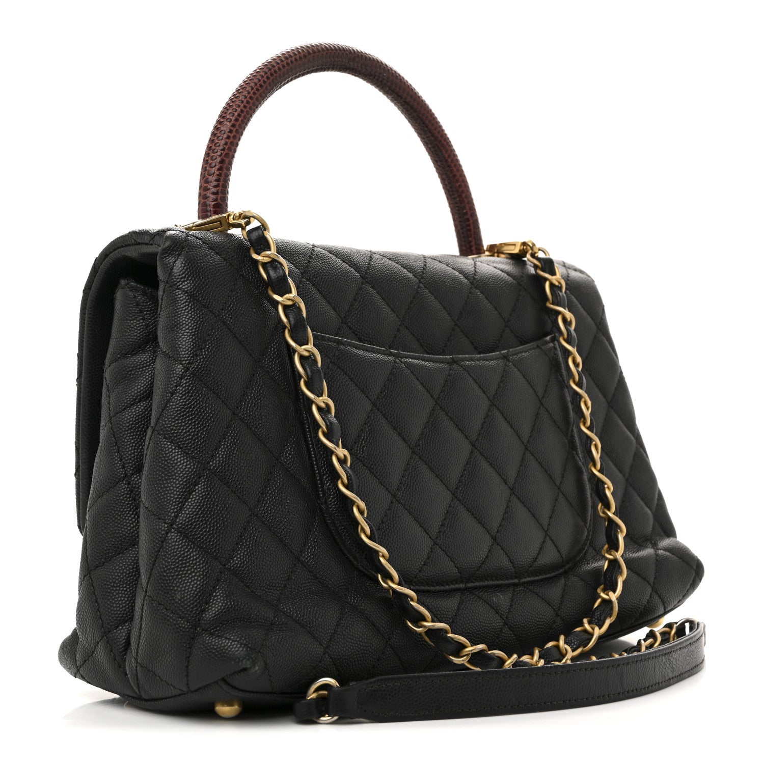 Chanel Caviar Lizard Quilted Small Coco Handle Flap Black 3 of 17