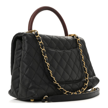 Chanel Caviar Lizard Quilted Small Coco Handle Flap Black 3 of 17