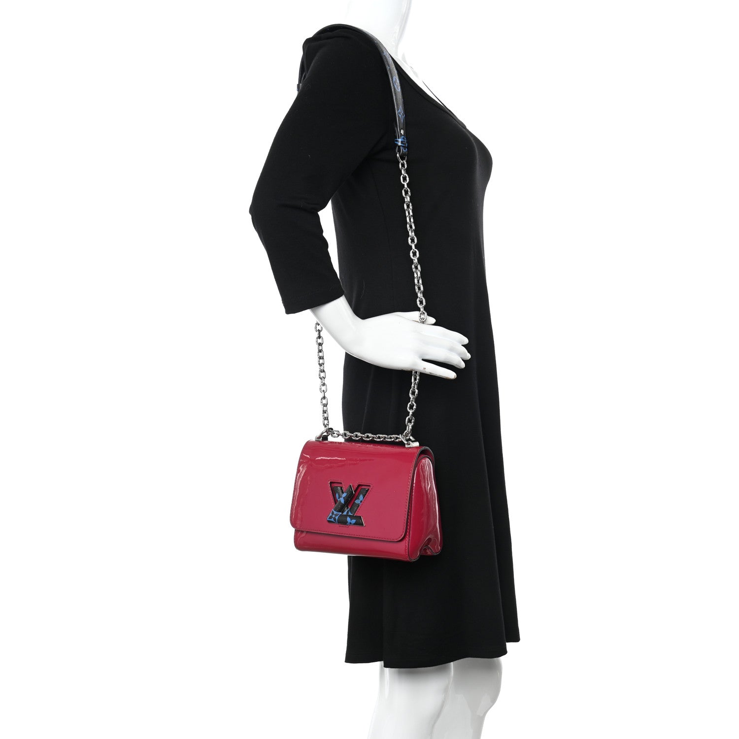 Louis Vuitton Patent Monogram Twist Shoulder Bag PM Red Blue 2 of 18