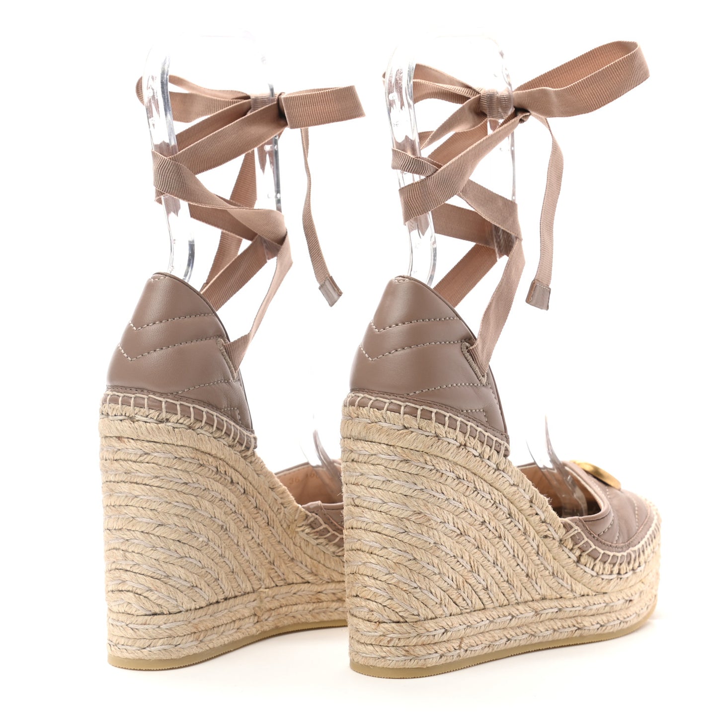 Nappa Matelasse GG Marmont Ankle Wrap Platform 35/120mm Espadrille Wedges 36 Porcelain Rose