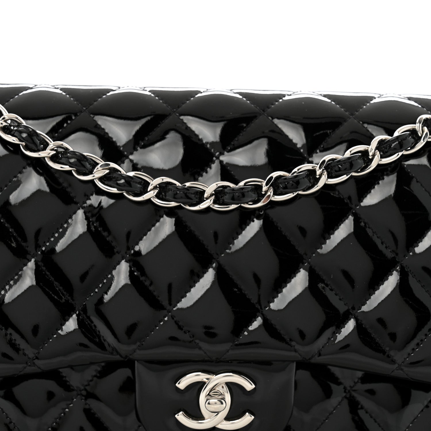 Chanel Patent Quilted Jumbo Double Flap Black 8 of 15