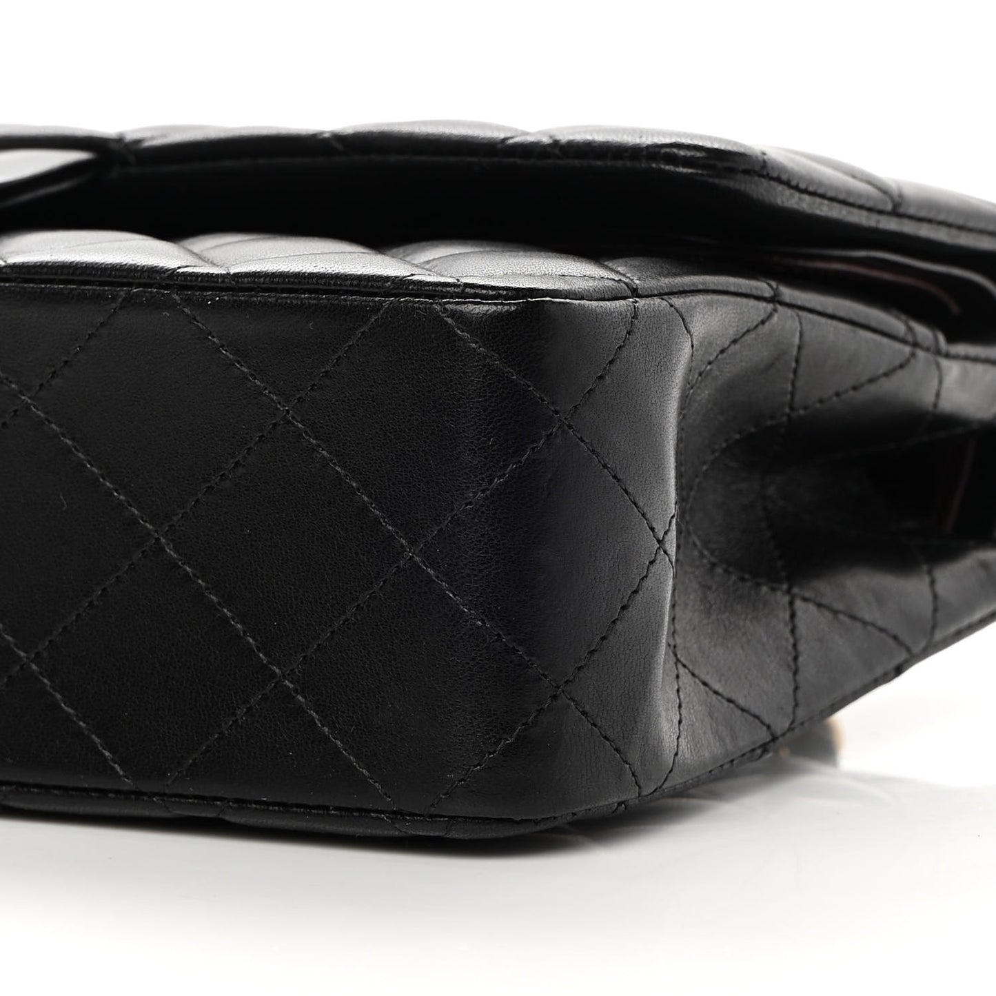 Lambskin Quilted Medium Double Flap Black