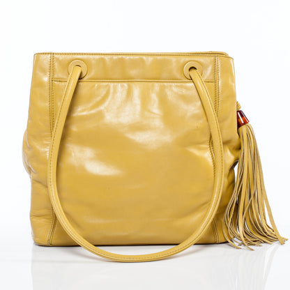 Chanel Leather Tassel Bag Yellow 3 of 20
