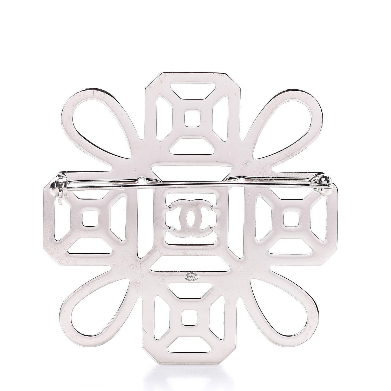 Chanel Crystal CC Brooch Silver 3 of 5