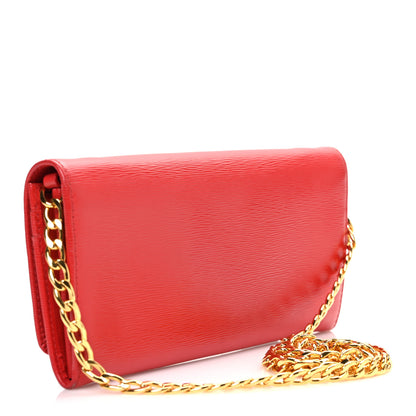 Prada Vitello Move Metal Oro Chain Wallet Lacca 3 of 11