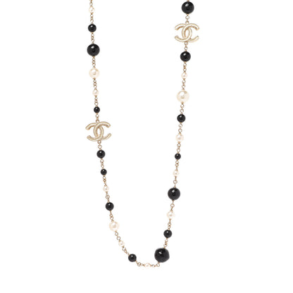 Chanel Pearl Beaded Star CC Long Necklace Silver 1 of 5