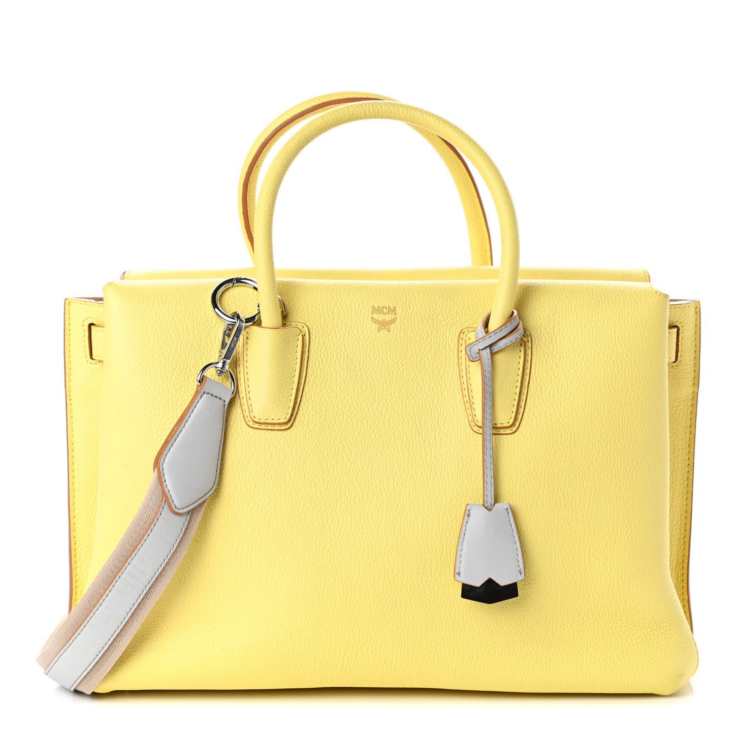 Grained Calfskin Medium Milla Tote Custard Yellow