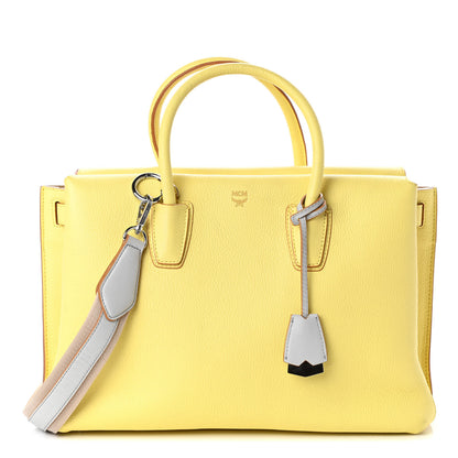 MCM Grained Calfskin Medium Milla Tote Custard Yellow 1 of 9