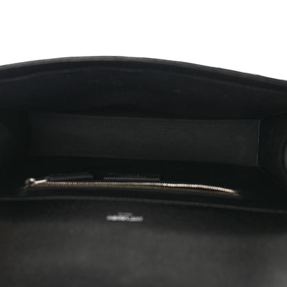 Saint Laurent Grain De Poudre Matelasse Chevron Large Monogram Satchel Black 5 of 10