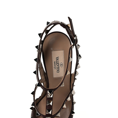 Valentino Garavani Pebbled Calfskin Rockstud Ankle Strap Pumps 37 Chocolate 7 of 10