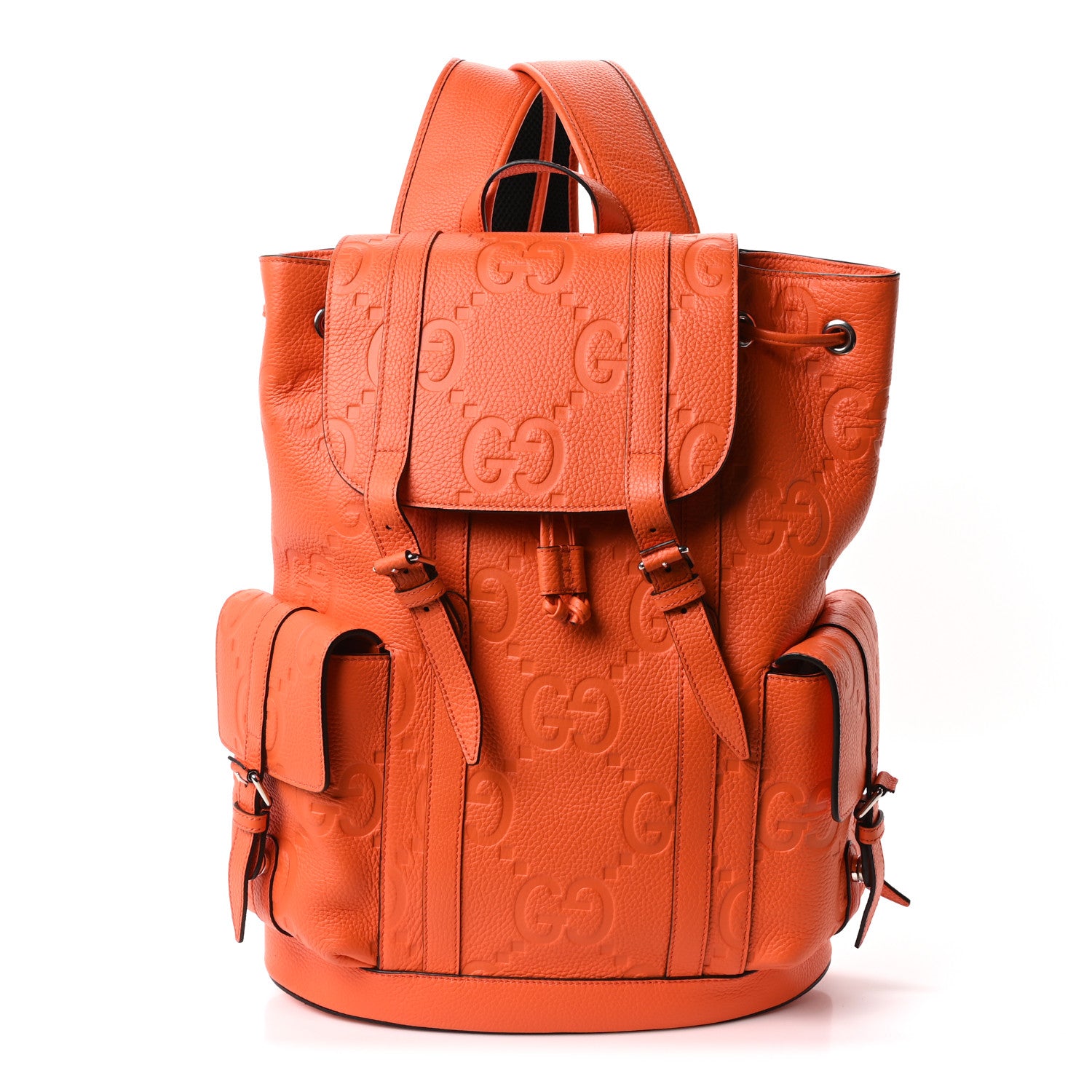 Gucci Piuma Calfskin Jumbo GG Embossed Double Buckle Backpack Good Orange 1 of 9