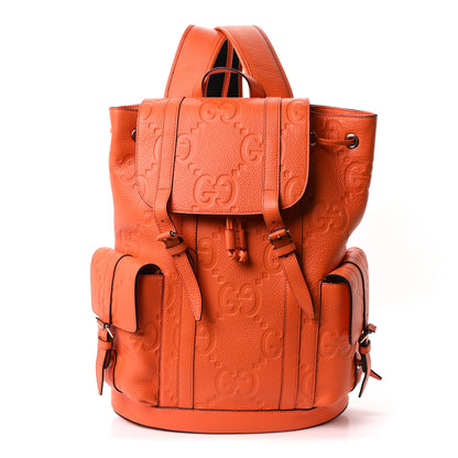 Gucci Piuma Calfskin Jumbo GG Embossed Double Buckle Backpack Good Orange 1 of 9