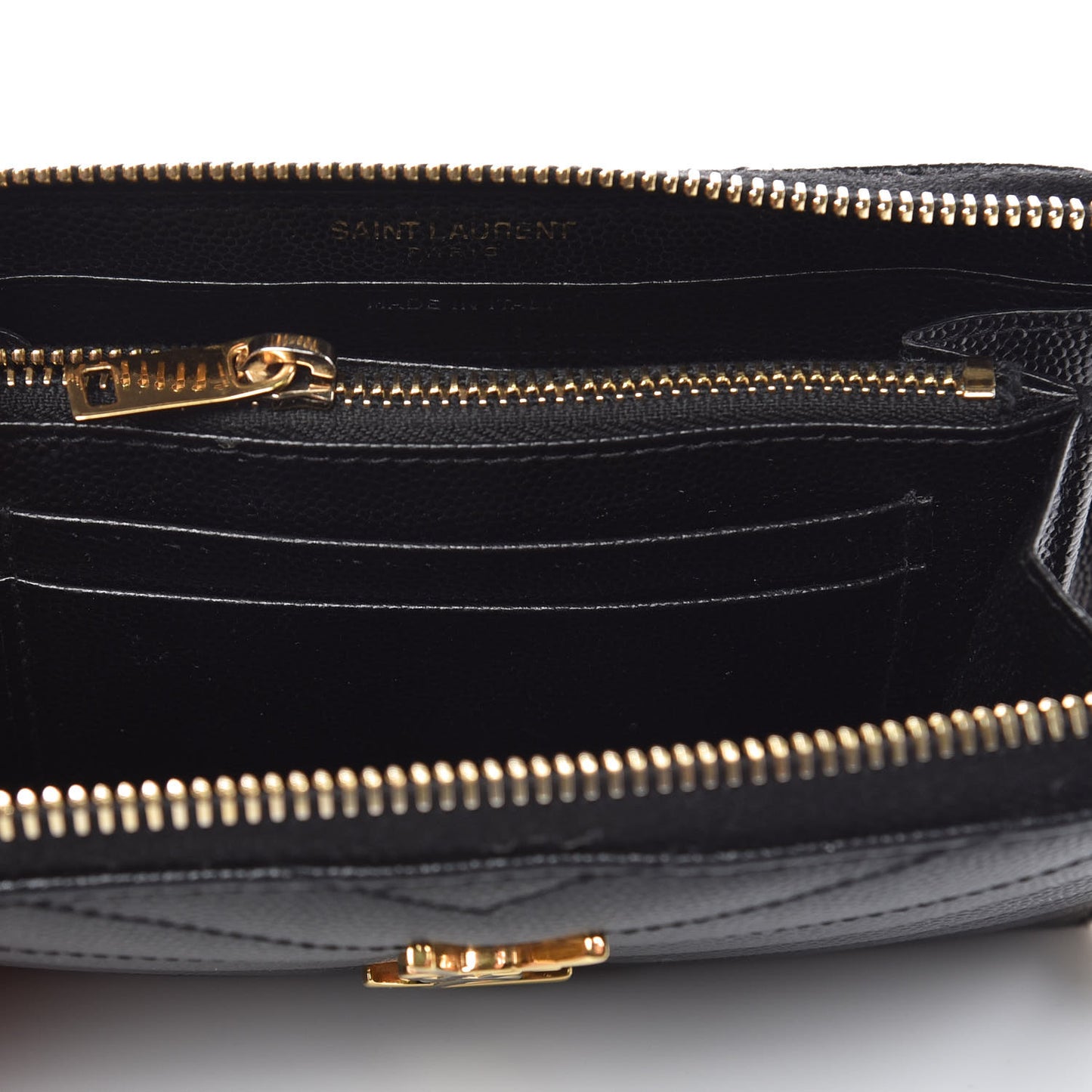 Grain De Poudre Matelasse Chevron Monogram Zip Around Wallet Black