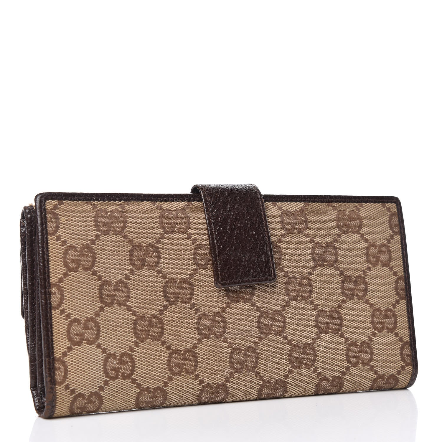 Gucci Monogram Metal Bar Continental Flap Wallet Beige Ebony Dark Brown 3 of 11