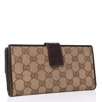 Gucci Monogram Metal Bar Continental Flap Wallet Beige Ebony Dark Brown 3 of 11