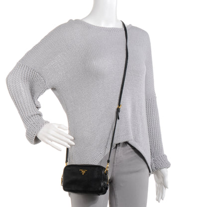 Prada Vitello Daino Mini Camera Crossbody Bag Black 2 of 11
