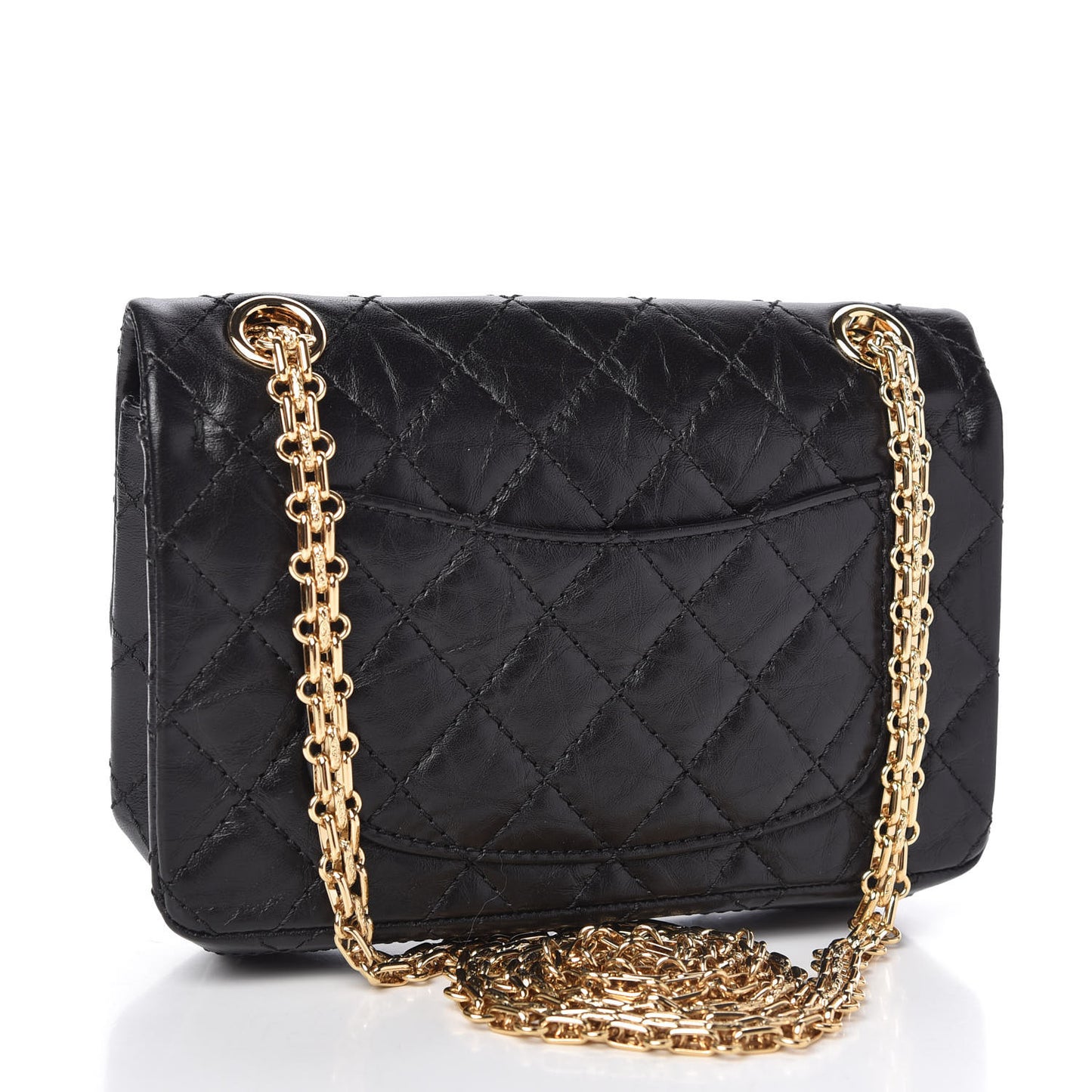 Aged Calfskin Quilted 2.55 Reissue Mini Flap Black