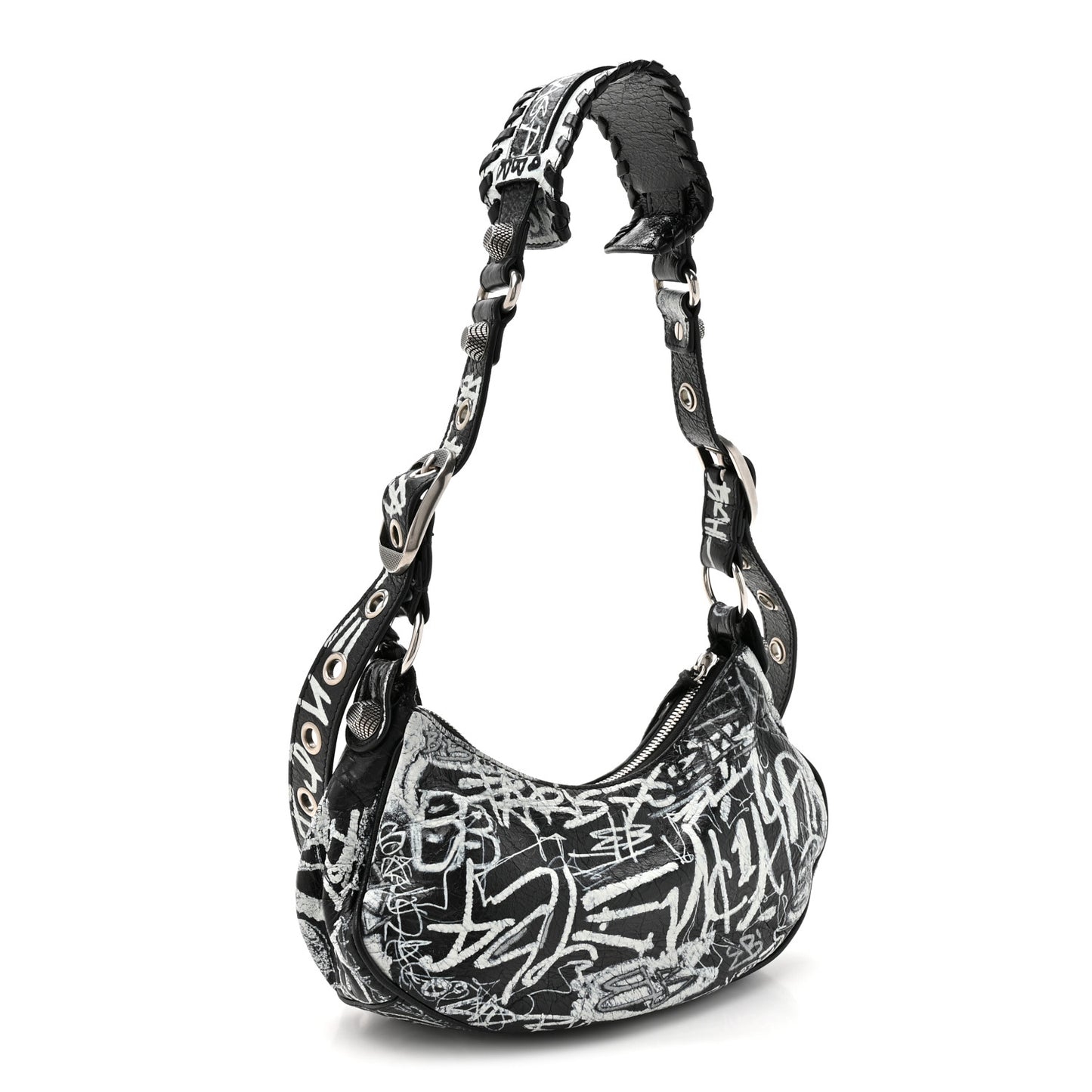 Agneau Arena Graffiti Le Cagole Shoulder Bag XS Black