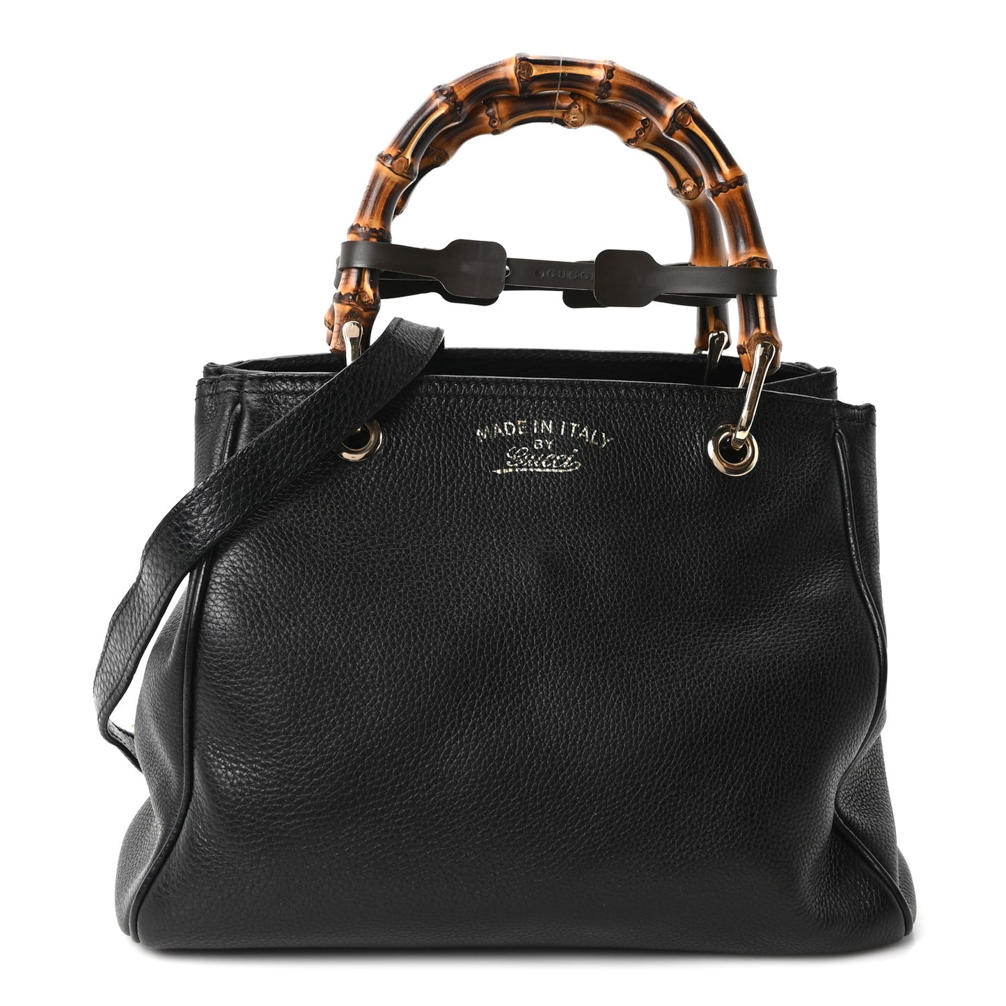 Calfskin Small Bamboo Shopper Tote Black