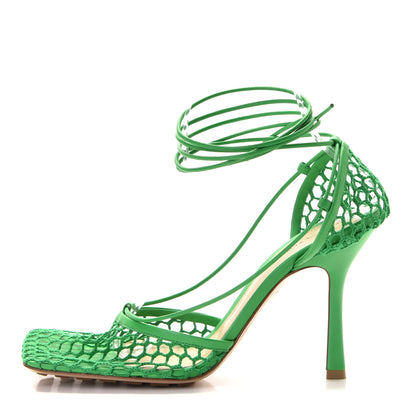 Bottega Veneta Mesh Nappa Stretch Ankle Tie 90mm Sandals 40.5 Grass 1 of 8