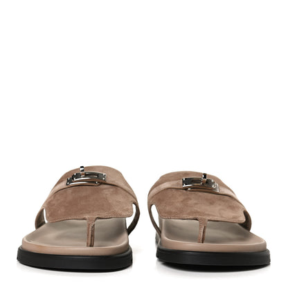 Hermes Suede Goatskin Womens Empire Sandals 41 Beige Sable 2 of 11