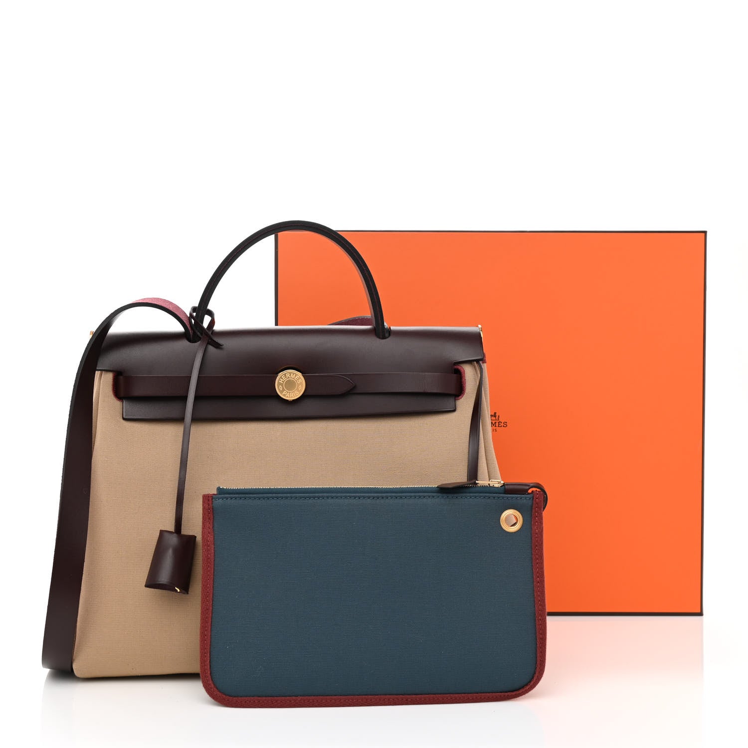 Hermes Toile Officier Vache Hunter Verso Herbag Zip PM 31 Rouge Sellier Trench Bleu Tempete 13 of 13