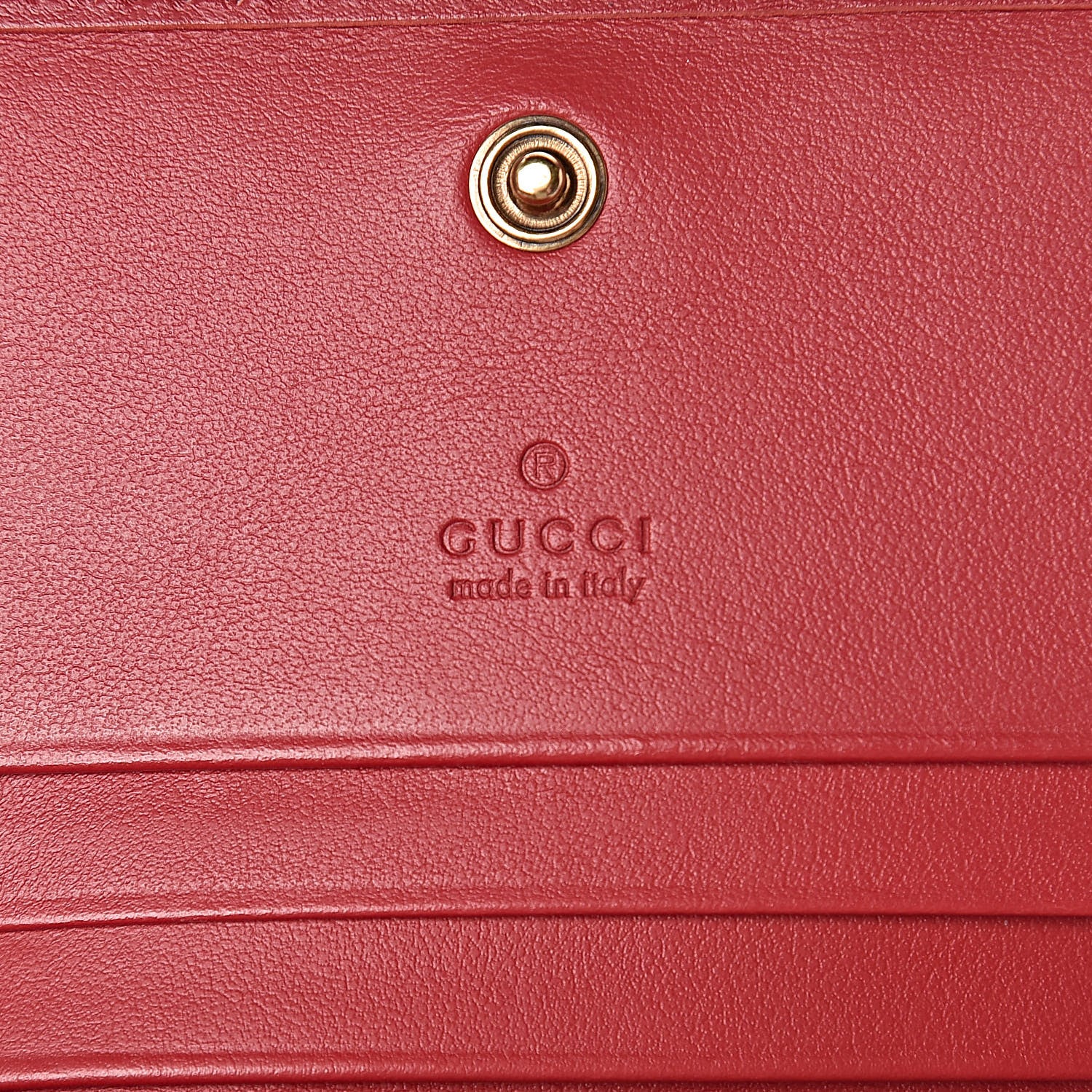 Gucci Calfskin Matelasse GG Marmont Card Case Wallet Hibiscus Red 6 of 8