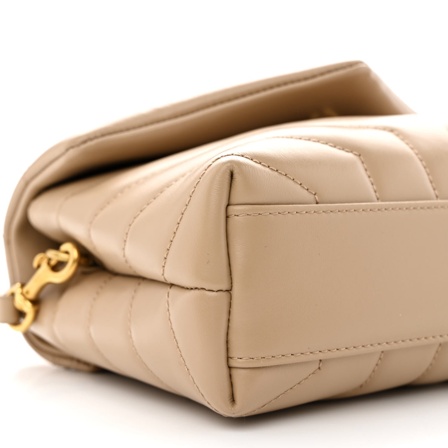Saint Laurent Calfskin Y Quilted Monogram Toy Loulou Crossbody Bag Dark Beige 9 of 10