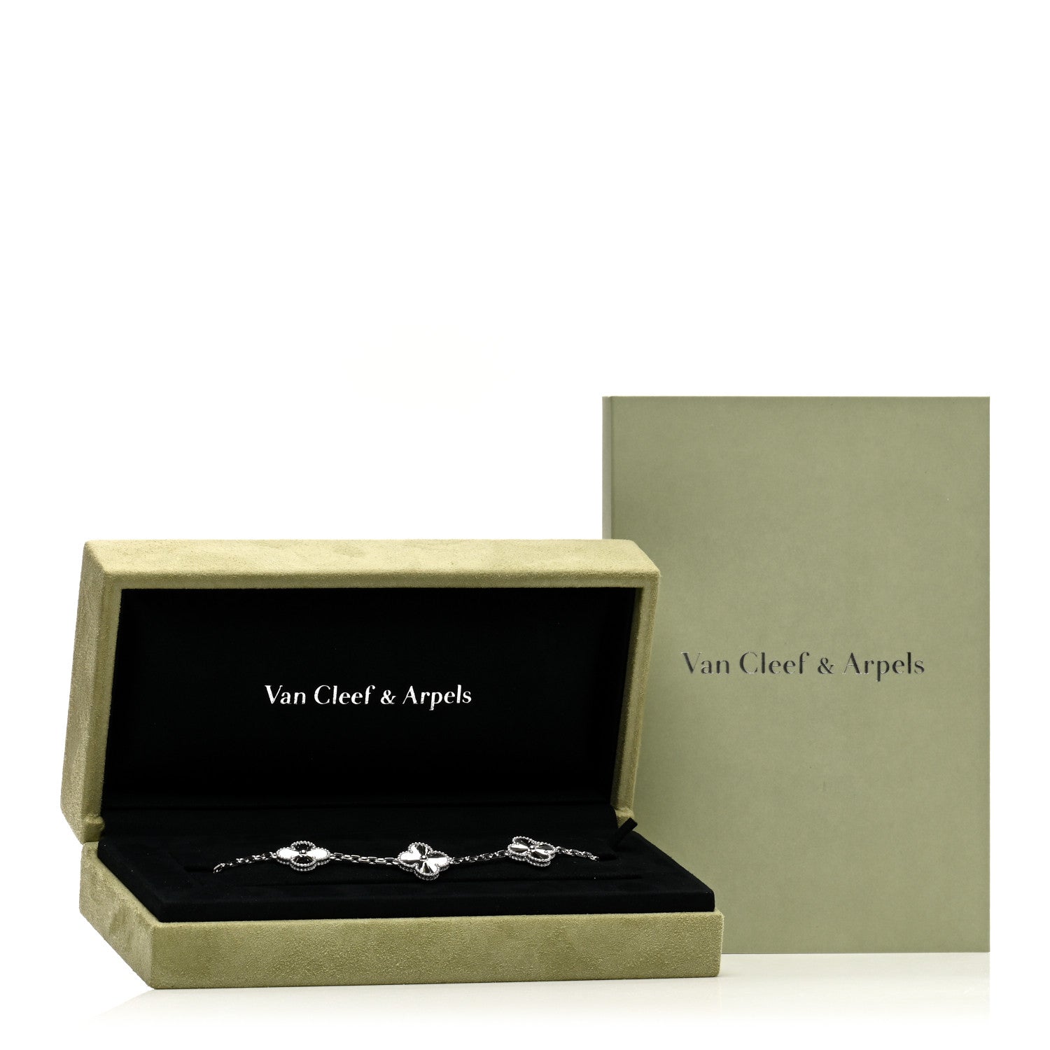 Van Cleef & Arpels 18K White Gold 5 Motifs Guilloche Vintage Alhambra Bracelet 5 of 5